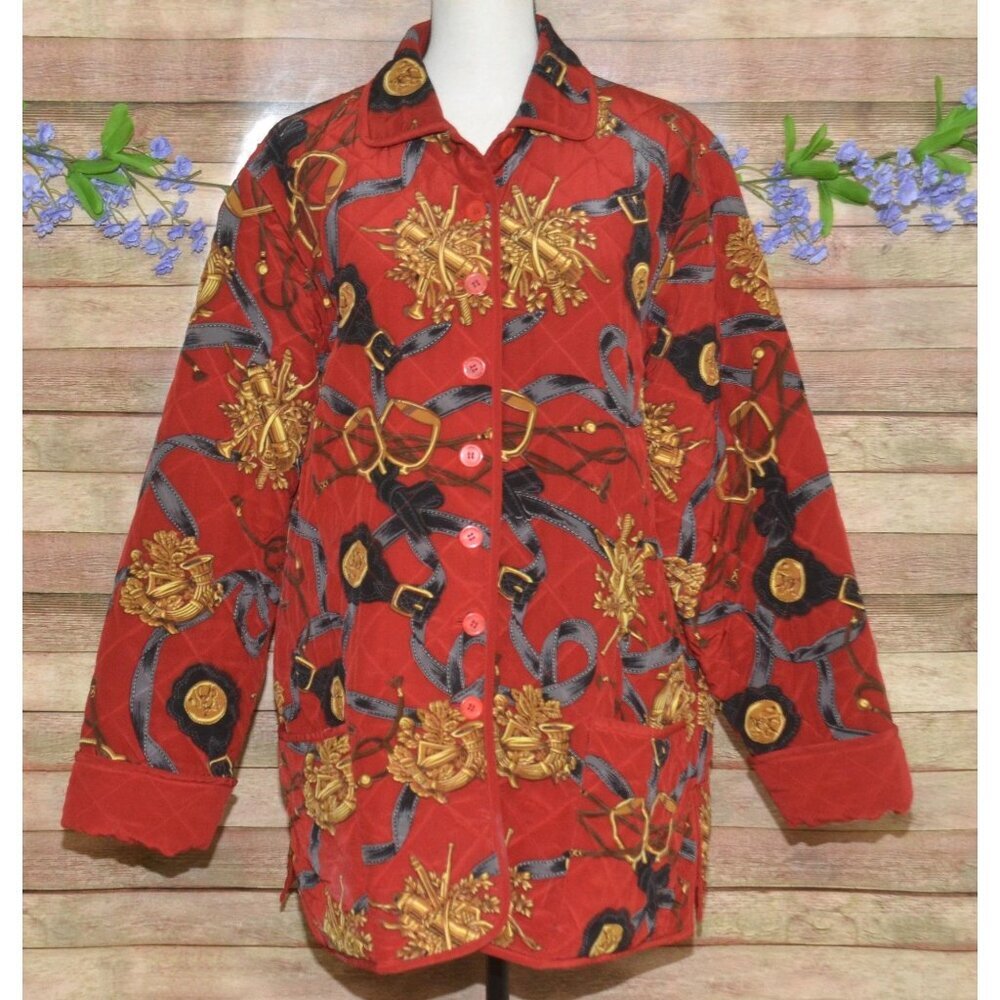 VTG Nicole Summers Silk Quilted Jacket Equestrian Chic Heritage Ladies L Preppy